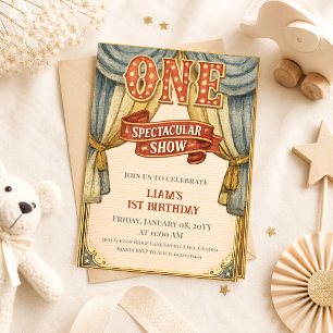 Invitation Spectacle de cirque vintage pour un premier annive