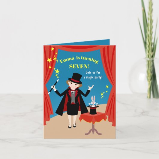 Invitation Spectacle de Fille Magicienne Fête d'Anniversaire (Devant)