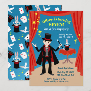 Invitation Spectacle de magicien garçon pour anniversaire