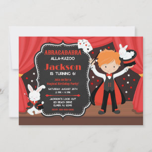 Invitation Spectacle de Magie Garçon Magicien Fête d'Annivers