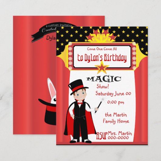 Invitation Spectacle magique (Devant / Derrière)