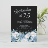Invitation Spectaculaire 75 Dusty bleu blanc floral noir (Debout devant)