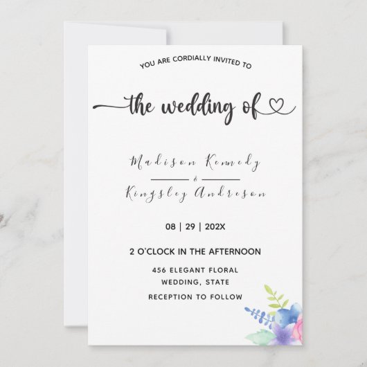 Invitation Spectaculairement Simple Élégant Luxueux Floral (Devant)