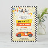Invitation Speed Race Car Kids Birthday (Debout devant)