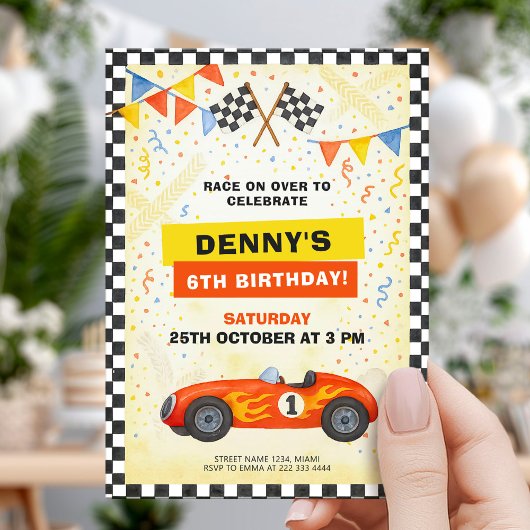 Invitation Speed Race Car Kids Birthday