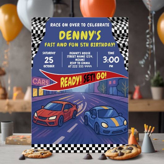 Invitation Speed Racing fête d'anniversaire