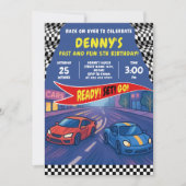 Invitation Speed Racing fête d'anniversaire (Devant)