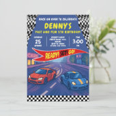 Invitation Speed Racing fête d'anniversaire (Debout devant)