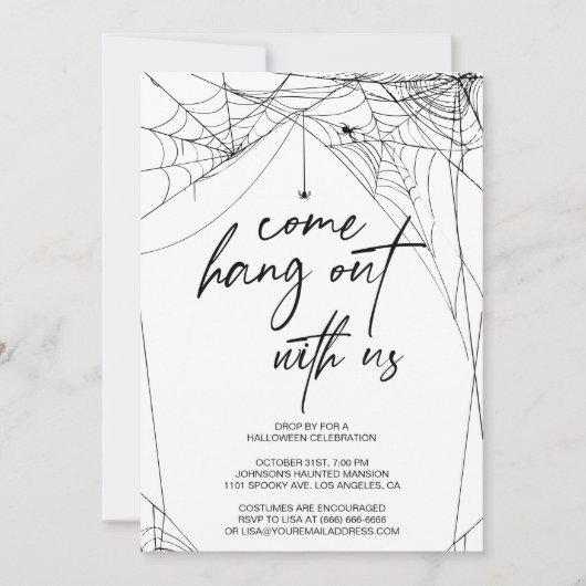 Invitation Spider Come Hang Halloween Party (Devant)