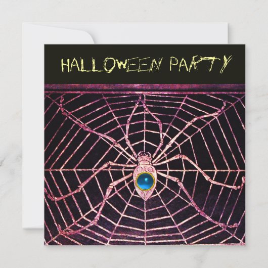 INVITATION SPIDER ET WEB BLUE SAPPHIRE BLACK HALLOWEEN PARTY (Devant)