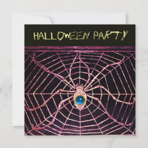 INVITATION SPIDER ET WEB BLUE SAPPHIRE BLACK HALLOWEEN PARTY