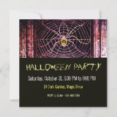 INVITATION SPIDER ET WEB JAUNE TOPAZ NOIR HALLOWEEN PARTY (Dos)