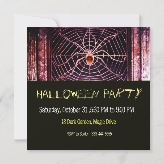INVITATION SPIDER ET WEB RED RUBY BLACK HALLOWEEN PARTY (Dos)