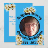 Invitation Spider Mums Photo Blue Memory Citation Memorial (Devant / Derrière)