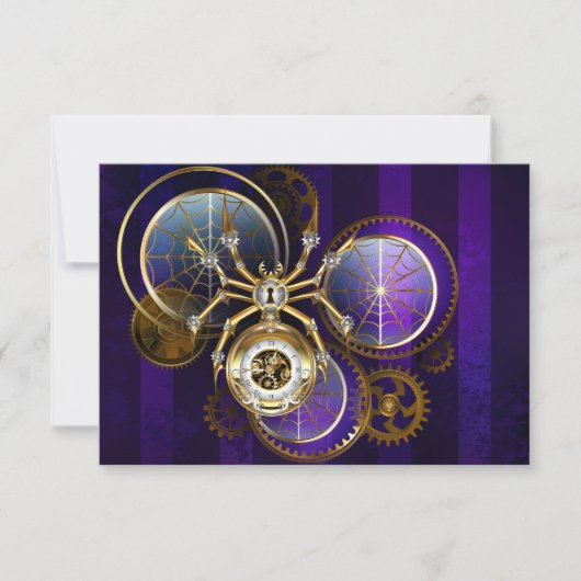 Invitation Spider Steampunk sur Arrière - plan pourpre (Devant)