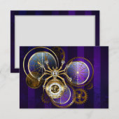 Invitation Spider Steampunk sur Arrière - plan pourpre (Devant / Derrière)