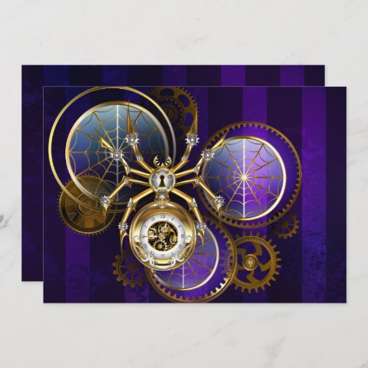 Invitation Spider Steampunk sur Arrière - plan pourpre (Devant / Derrière)