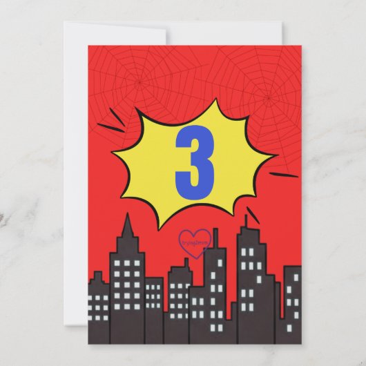 Invitation Spider Superhero Comic Birthday (Dos)