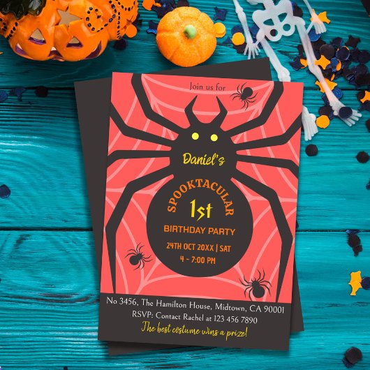 Invitation Spider Web 1er anniversaire éffrayante fête d'Hall