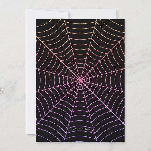 Invitation Spider web noir violet orange Halloween (Dos)