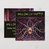 INVITATION SPIDER & WEB ORANGE AGATE BLACK HALLOWEEN PARTY (Devant / Derrière)