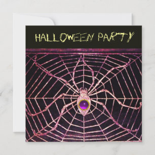 INVITATION SPIDER & WEB PURPLE AMÉTHYST BLACK HALLOWEEN PARTI
