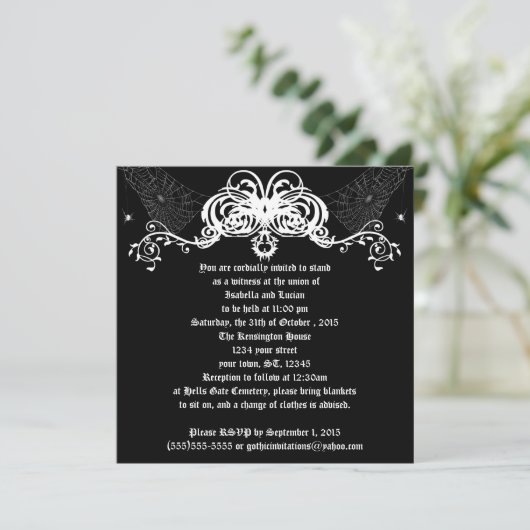 Invitation Spider Web Vines Goth Mariage (Debout devant)