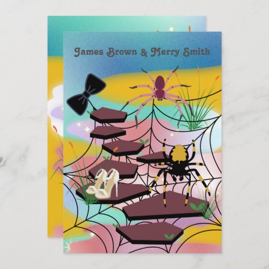 Invitation Spiders web Noble Chaussures Chemin Bow Cravate Ma (Devant / Derrière)