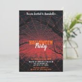Invitation Spiderweb rose orange coucher de soleil Halloween (Debout devant)