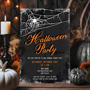 Invitation Spiderweb + Script Vintage Refusé Halloween Party