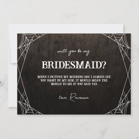 Invitation Spiderwebs Goth Mariage Serez-Vous Ma Femme D'Accu (Devant)