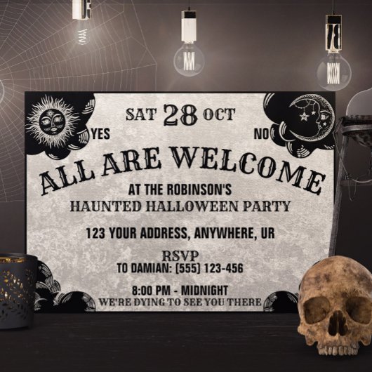 Invitation Spirit Board Gothique Éffrayant Witchy Halloween P