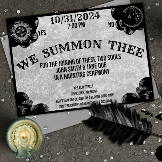 Invitation Spirit Board Gothique Halloween Mariage ou douche