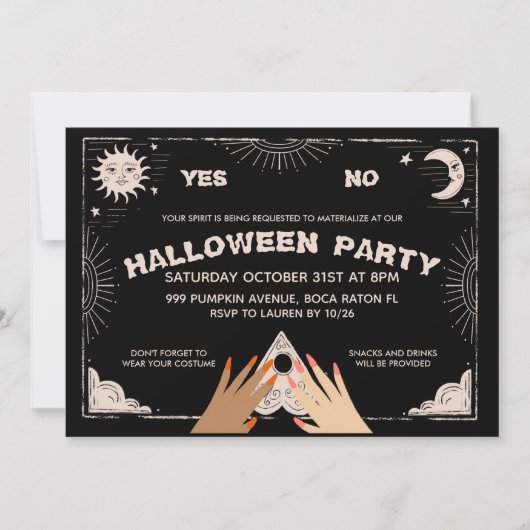 Invitation Spirit Board Halloween Party (Devant)