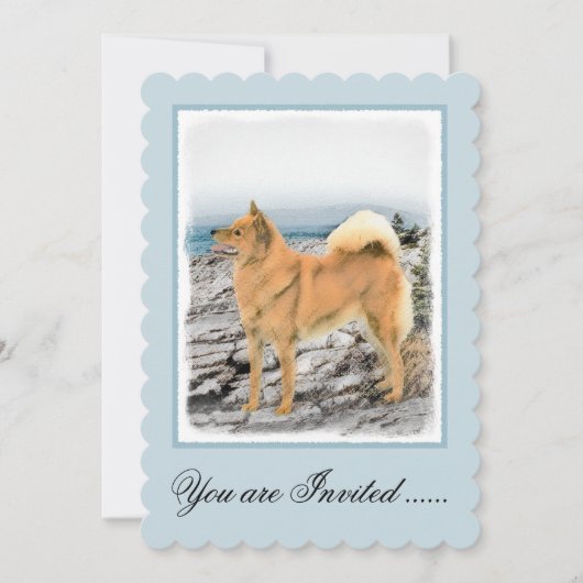 Invitation Spitz finlandais à Seashore Peinture - Chien Art (Devant)