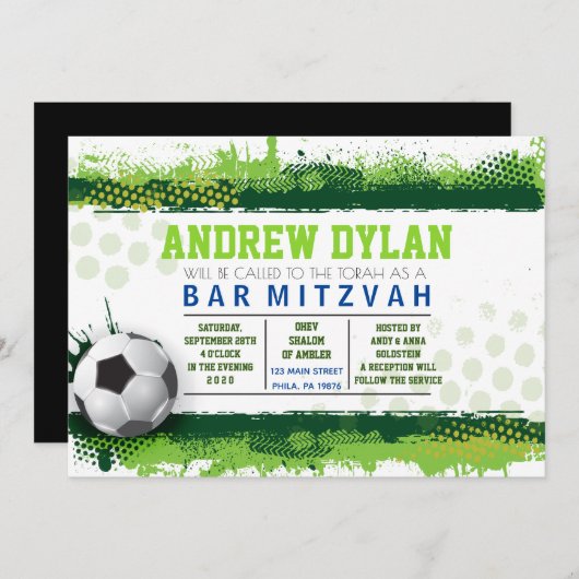 Invitation SPLASH Bar Mitzvah (Devant / Derrière)