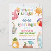 Invitation Splash Bash Fête d'anniversaire Fille Fête de pisc (Devant)