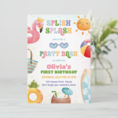 Invitation Splash Bash Fête d'anniversaire Fille Fête de pisc (Debout devant)