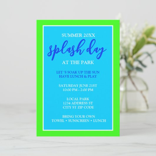 Invitation Splash Day Fun Kids Summer Event (Debout devant)