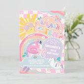 Invitation Splash in to Ten Retro Groovy Daisy 10th Birthday (Debout devant)