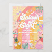 Invitation Splash Into Eight Summer Rainbow Sun 8th Birthday (Devant)