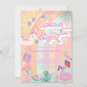 Invitation Splash Into Eight Summer Rainbow Sun 8th Birthday  (Devant)