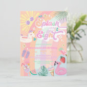Invitation Splash Into Eight Summer Rainbow Sun 8th Birthday  (Debout devant)