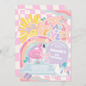 Invitation Splash Into Five Cloud Rainbow Disco 5th Birthday  (Devant / Derrière)