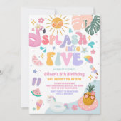 Invitation Splash Into Five Pool Party Summer 5th Birthday (Devant)
