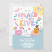 Invitation Splash Into Five Pool Party Summer 5th Birthday (Devant)
