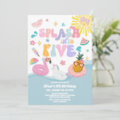 Invitation Splash Into Five Pool Party Summer 5th Birthday (Debout devant)