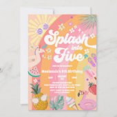 Invitation Splash Into Five Summer Rainbow Sun 5th Birthday (Devant)