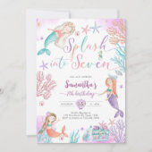 Invitation Splash Into Seven Mermaid Under The Sea Birthday (Devant)