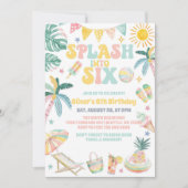 Invitation Splash Into Six Beach Party Summer 6th Birthday (Devant)